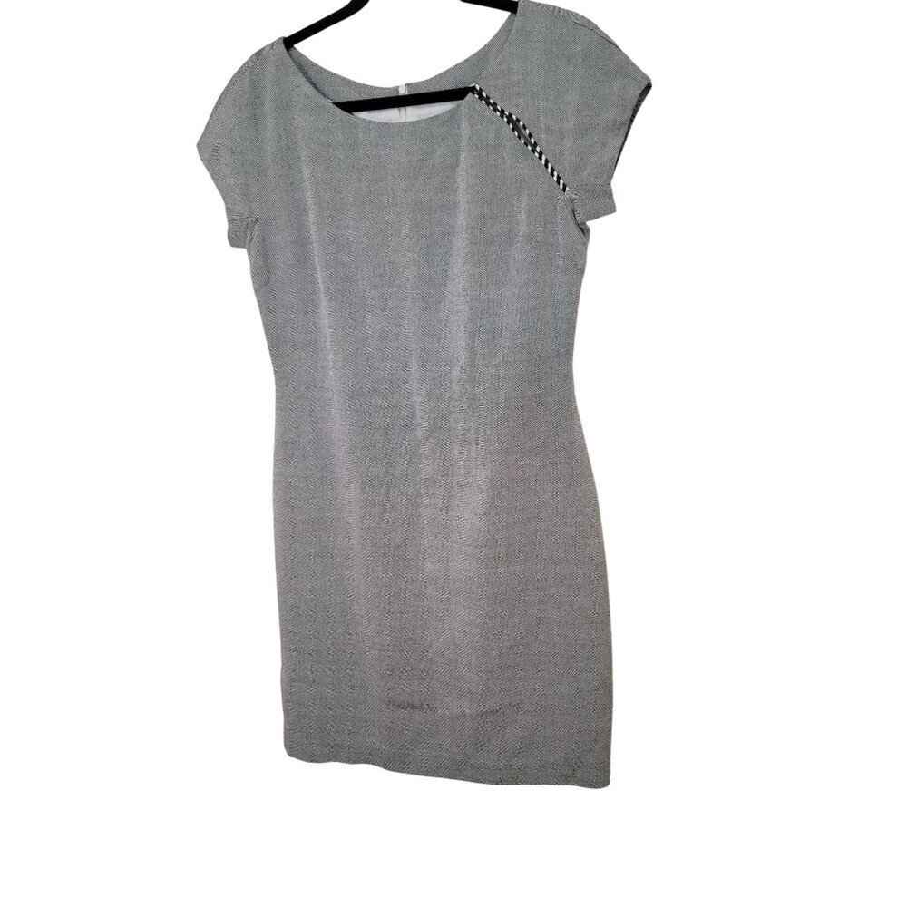 Vintage TOCCA Grey ,Black & White Checkered Accent Cap Sleeves & Back Zipper M C